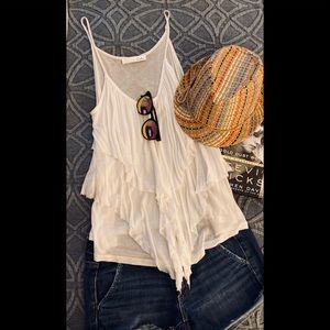 Lush Spaghetti Strap ruffled front top